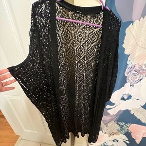 Torrid Crochet Black Cardigan Duster
